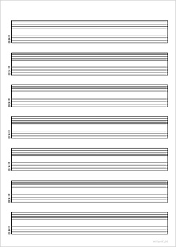 Folha de Pautas e Tablaturas em Branco, 4 Cordas