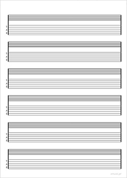 Folha de Pautas e Tablaturas em Branco, 6 Cordas